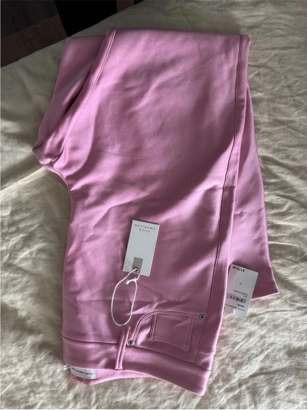 Good American Pink Nylon Riding Pants NWT Size 14